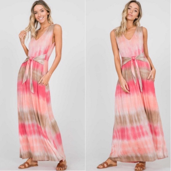 Private Label Dresses & Skirts - 💃Boho Tie Dye Maxi Dress Pink
